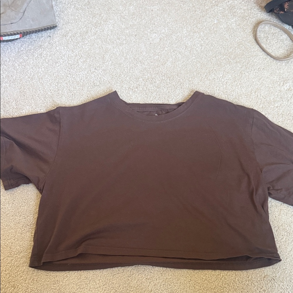 Women's Relaxed Crop T-Shirt - Brown